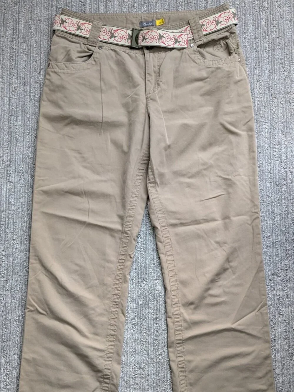 Cabela's Ultimate Outdoor Pants Women's Khaki Beige Pockets Belt Straight Leg 12